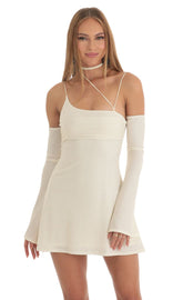 Glitter Strappy Party Dress in White